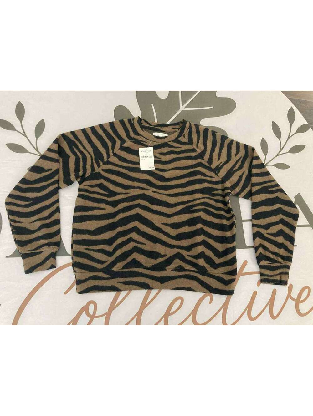 Lou & Grey Brown Multi Zebra Print Pullover Sweater XS